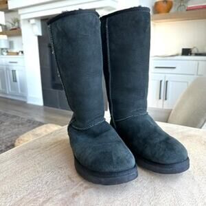 UGG Black Tall Suede Winter Boots